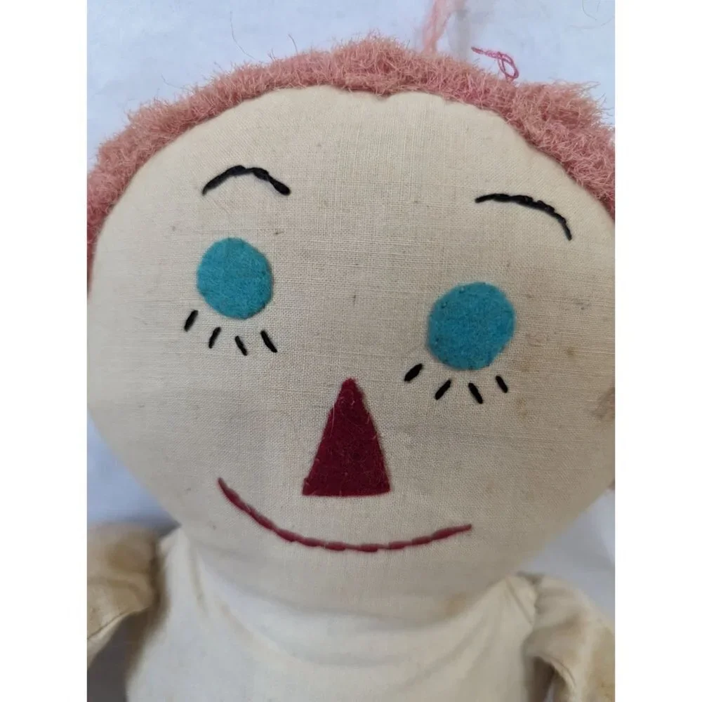 Vintage Handmade Raggedy Ann doll Embroidered face 19